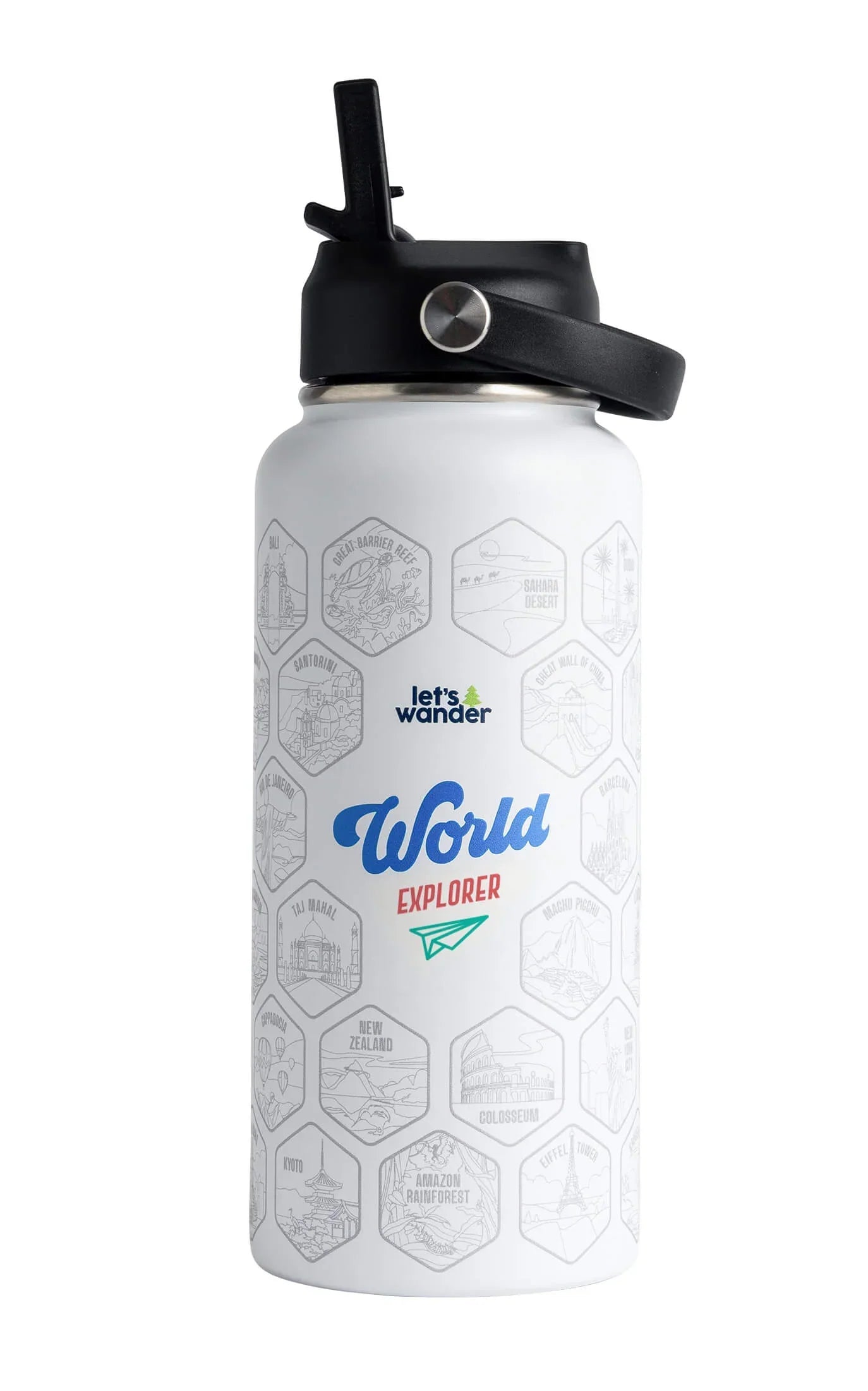 Lets Wander™ World Explorer Water Bottle + Sticker Set