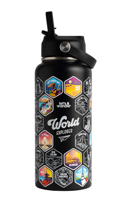 Lets Wander™ World Explorer Water Bottle + Sticker Set