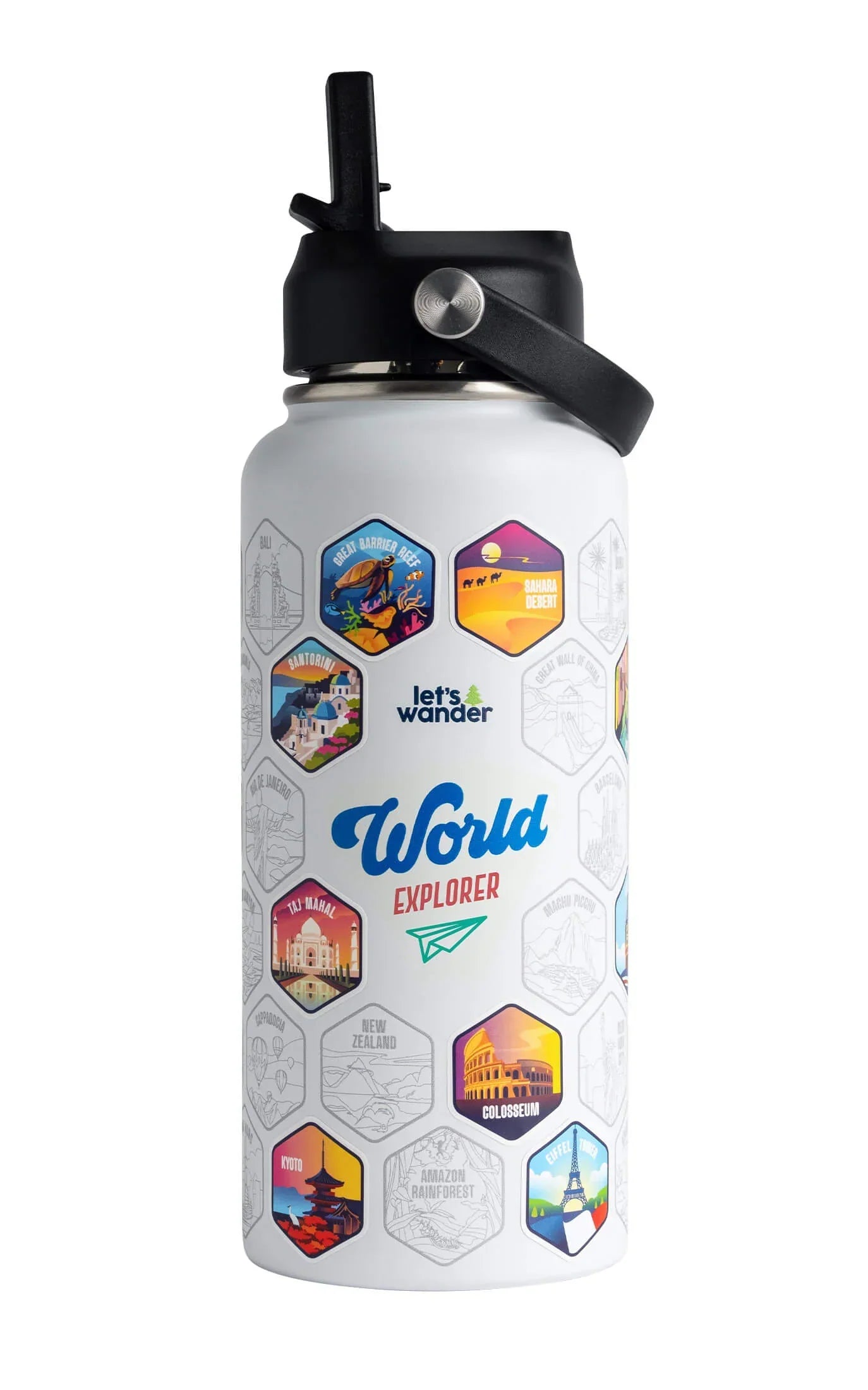 Lets Wander™ World Explorer Water Bottle + Sticker Set