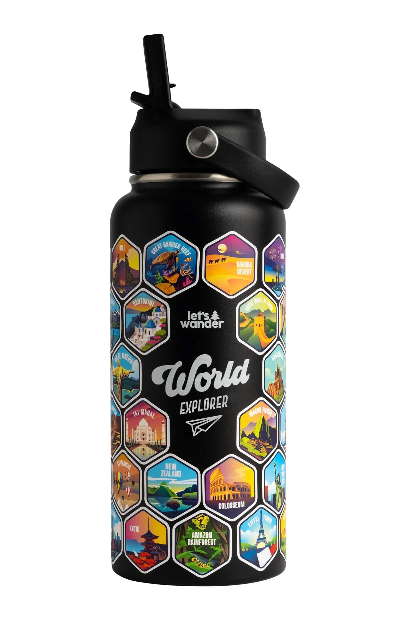 Lets Wander™ World Explorer Water Bottle + Sticker Set